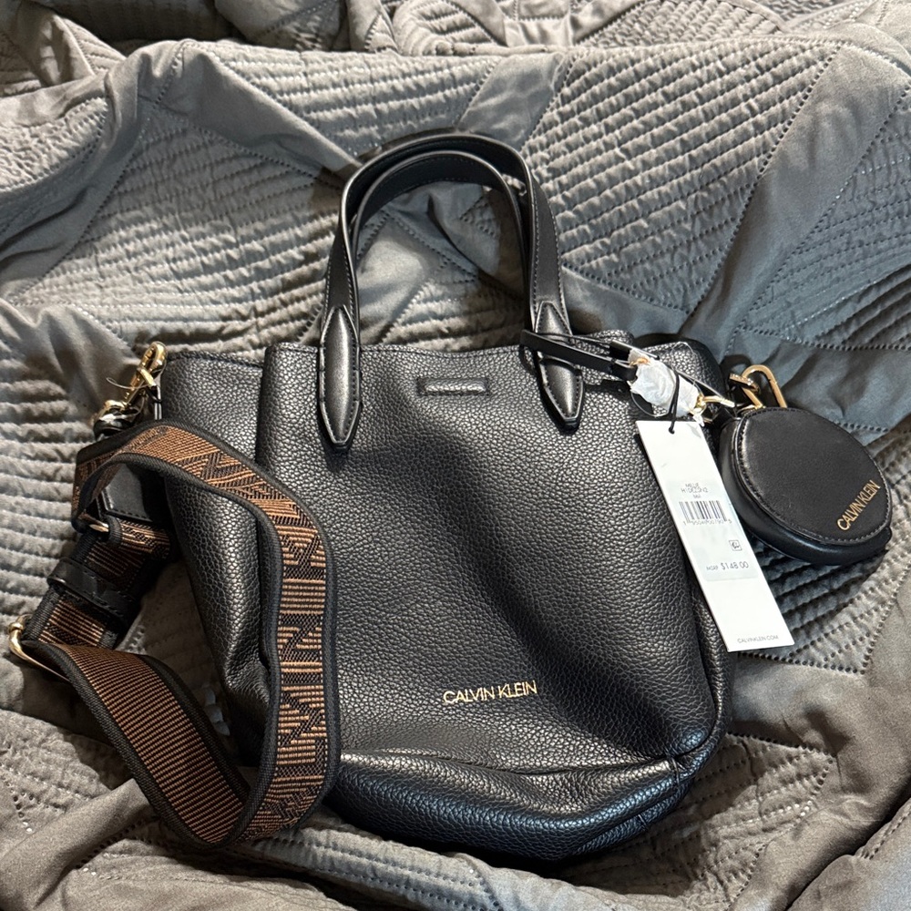 Calvin Klein Black Pebbled Leather Handbag